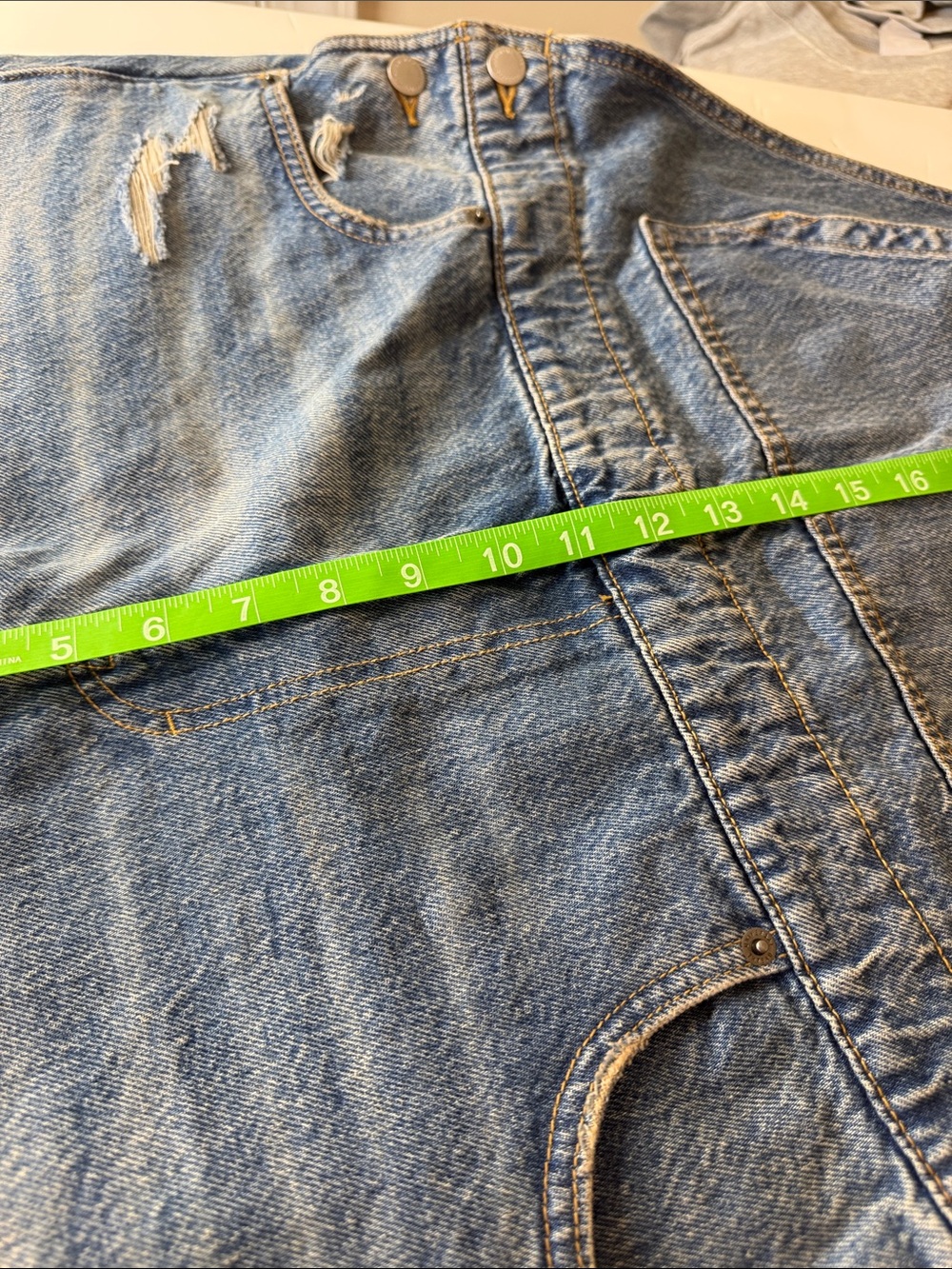 Universal Thread Denim Shortalls Distressed Large - Picture 9 of 13